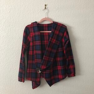 Navy & Red Plaid Lightweight Layering Jacket